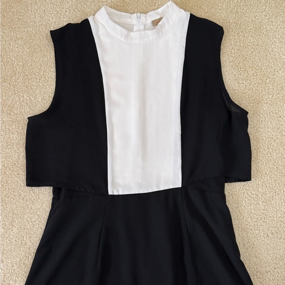 Black/White Colorblock Sleeveless Midi Dress - Picture 3 of 6